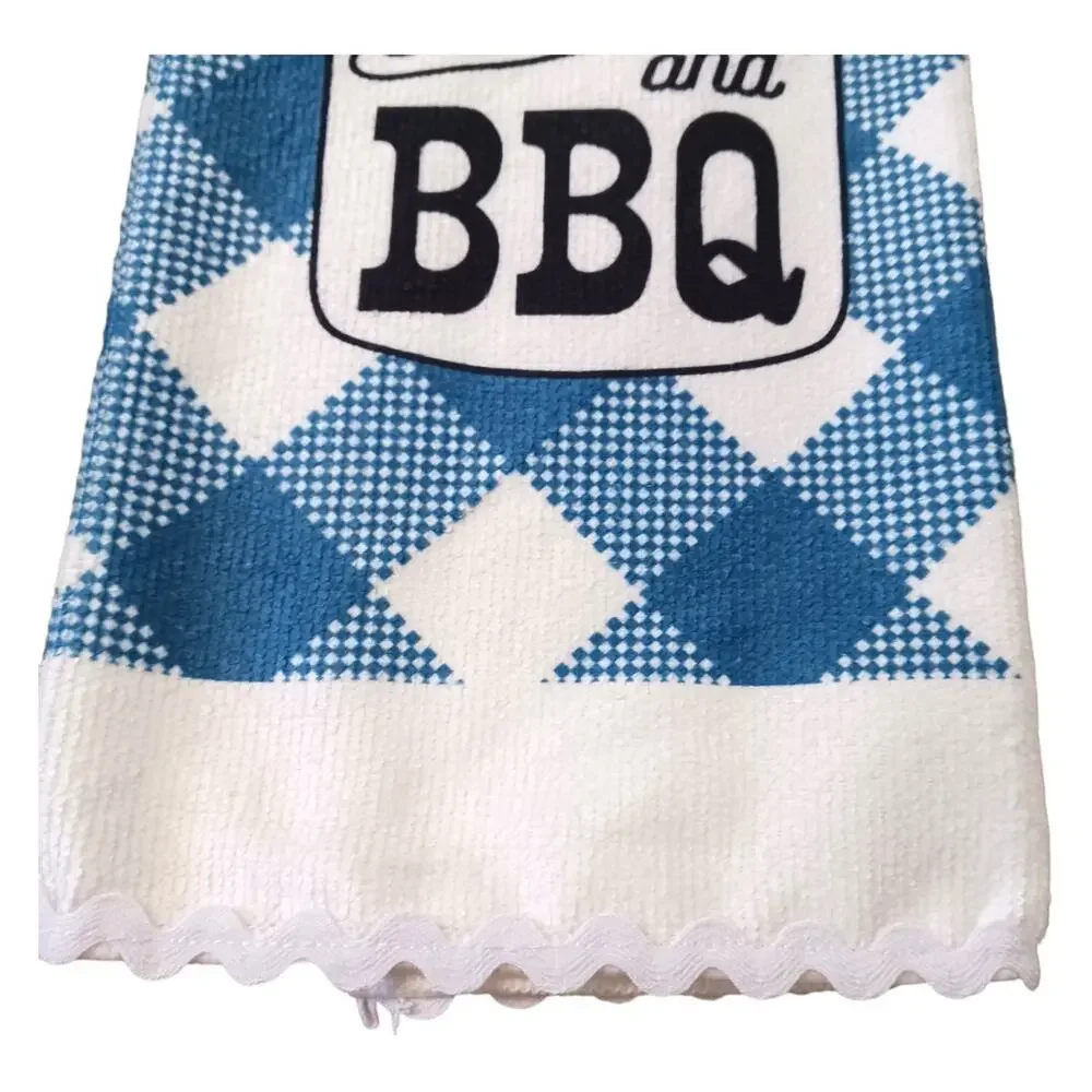 Handmade Kitchen Hanging Towel Home Decor Summer BBQ Blue